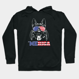 Proud Patriotic German Shepherd American Flag Merica dog Hoodie